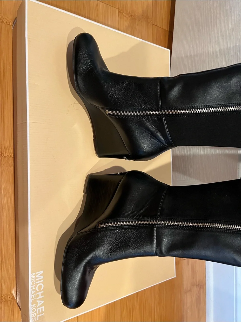Michael Kors Black Over-the-Knee Wedge Boots
